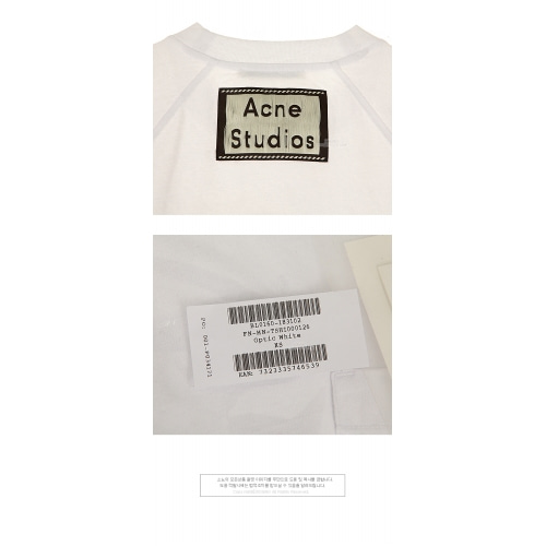 [아크네] 20SS BL0160 183 백로고 패치 포켓 반팔 티셔츠 화이트 남성 티셔츠 / TFN,ACNE STUDIOS