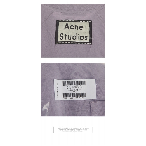 [아크네] 20SS BL0160 ADI 백로고 패치 포켓 반팔 티셔츠 라일락퍼플 남성 티셔츠 / TFN,ACNE STUDIOS