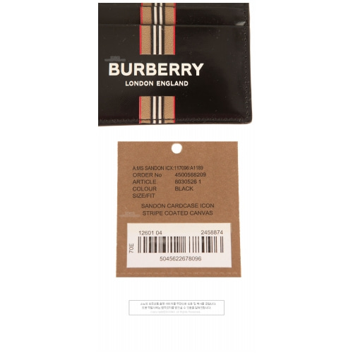 [버버리] 8030526 1 스트라이프 로고 카드지갑 블랙 지갑 / TJ,BURBERRY