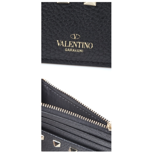 [발렌티노] 20FW UW2P0T35VSH 0NO 락스터드 로고 카드 지갑 블랙 지갑 / TR,VALENTINO