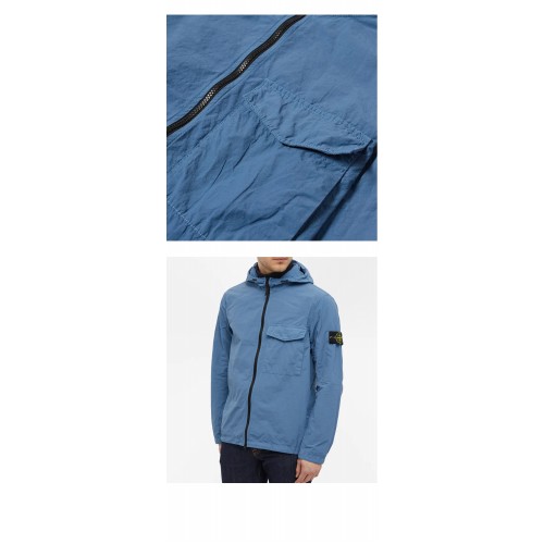 [스톤아일랜드] 22SS 761512402 V0046 와펜패치 나슬란 포켓 후드 셔츠 자켓 블루 남성 자켓 / TLS,STONE ISLAND