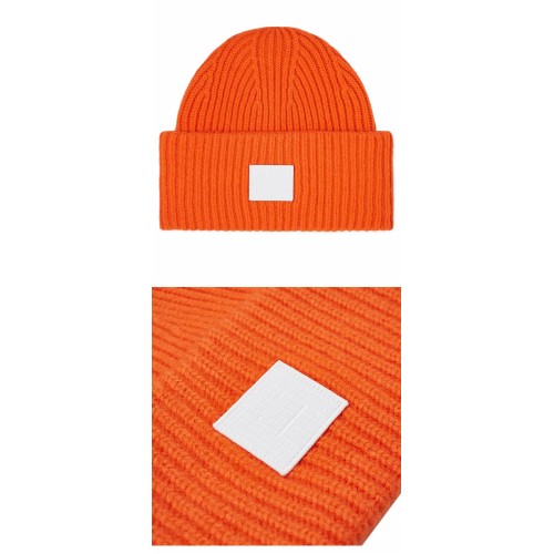[아크네] C40135 AC1 페이스패치 리브 니트 비니 만다린 오렌지 모자 / TR,ACNE STUDIOS