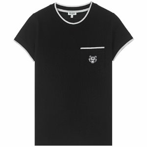 [겐조] 18SS 981 2TS858 99 타이거자수 포켓 반팔티셔츠 블랙 여성 티셔츠 / TR,KENZO