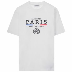 [발렌시아가] 20SS 594599 TGV48 9000 플래그 로고 자수 반팔 티셔츠 화이트 여성 티셔츠 / TFN,BALENCIAGA