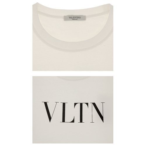 [발렌티노] 19FW SV3MG10V 3LE A01 가슴로고 라운드 반팔티셔츠 화이트블랙 남성 티셔츠 / TFN,VALENTINO