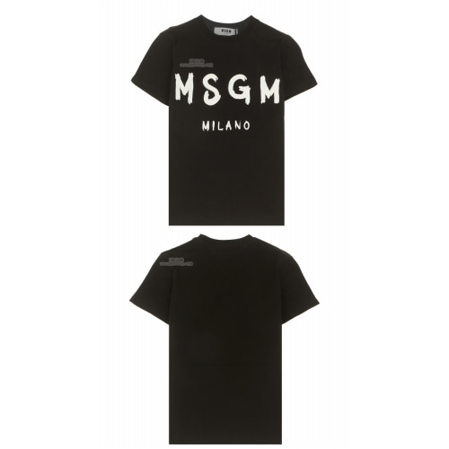 [MSGM] 19FW 2741MDM60 195797 99 필기로고 라운드 반팔티셔츠 블랙화이트 여성 티셔츠 / TR,MSGM