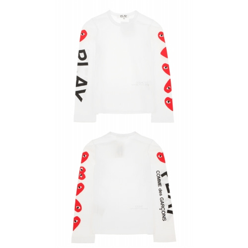 [꼼데가르송] AZ-T261-051-1 암멀티하트 플레이 라운드 긴팔티셔츠 화이트 여성 티셔츠 / TJ,COMME DES GARCONS