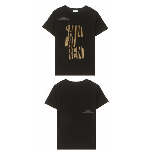 [생로랑] 19SS 577070 YBJJ2 1039 로고 프린트 라운드 반팔티셔츠 블랙 여성 티셔츠 / TFN,SAINT LAURENT