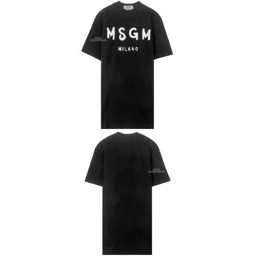 [MSGM] 20SS 2841MDA68 207298 99 페인트 로고 밀라노 라운드 반팔 원피스 블랙화이트 여성 티셔츠 / TFN,MSGM