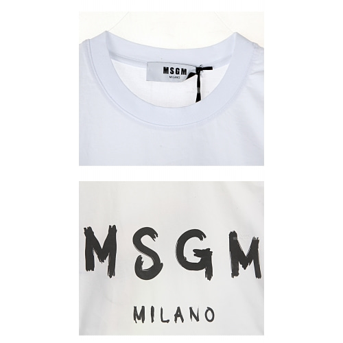 [MSGM] 20SS 2740MM97 195797 01 페인트 밀라노 로고 반팔 화이트블랙 남성 티셔츠 / TJ,MSGM