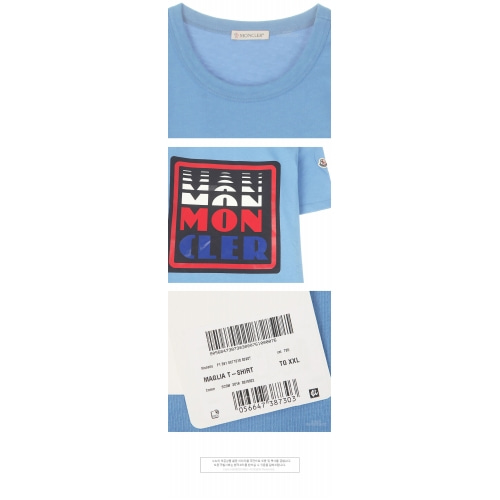 [몽클레어] 20SS 8C71010 8390T 705 스퀘어로고 라운드 반팔티셔츠 블루 남성 티셔츠 / TJ,MONCLER