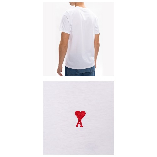 [아미] BFHJ108.723 100 하트 로고패치 반팔 티셔츠 화이트 남성 티셔츠 / TTA,AMI