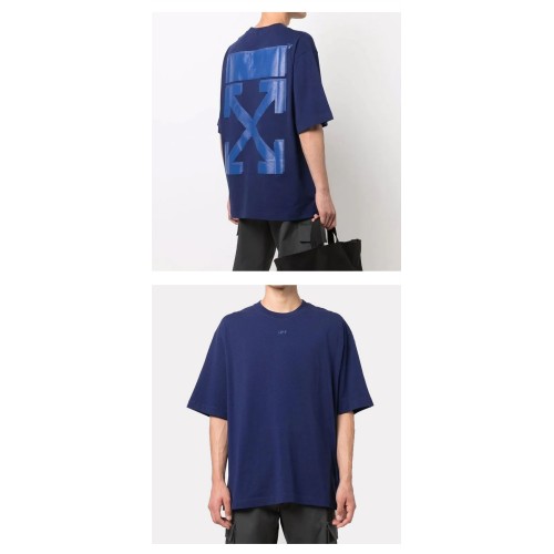 [오프화이트] OMAA120F21JER0064545 러버 에로우 스케이트 반팔 티셔츠 오버핏 블루 남성 티셔츠 / TR,OFF WHITE