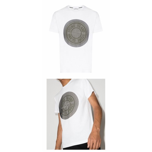 [스톤아일랜드] 21FW 75152NS89 V0001 로고 렌티큘러 라운드 반팔 티셔츠 화이트 남성 티셔츠 / TJ,STONE ISLAND