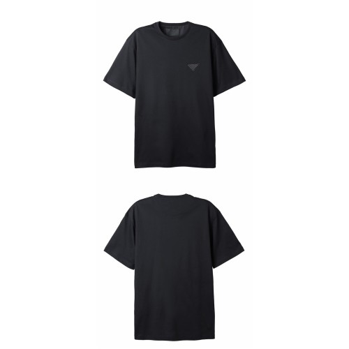 [프라다] UJN782 1Z5X F0002 삼각 스터드로고 라운드 반팔티셔츠 블랙 남자 티셔츠 / TJ,PRADA