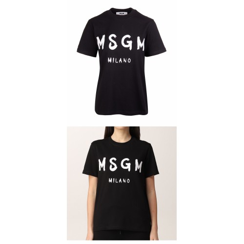 [MSGM] 2000MDM510 200002 99 밀라노 로고 반팔 티셔츠 블랙 여성 티셔츠 / TJ,MSGM
