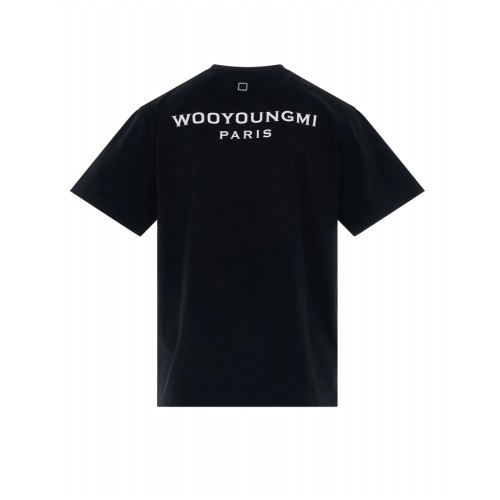 [우영미] W221TS07708B 화이트 백로고 라운드 반팔티셔츠 블랙 남성 티셔츠 / TEO,WOOYOUNGMI