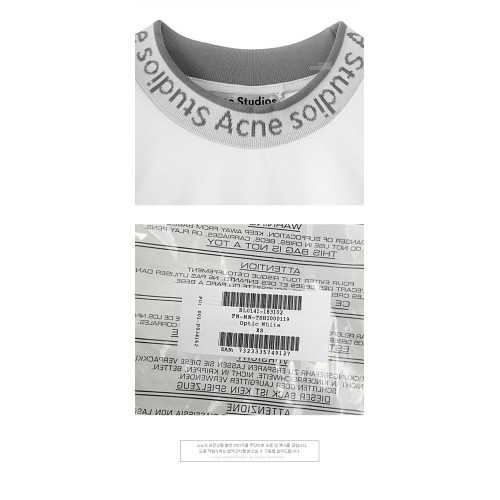 [아크네] BL0141 183 넥로고 라운드 반팔티셔츠 화이트 남성 티셔츠 / TFN,ACNE STUDIOS