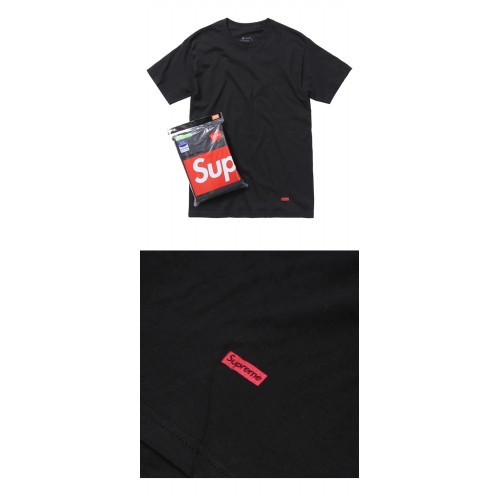 [슈프림] 10010202339 하네스 태그리스 3팩 티셔츠 블랙 공용 티셔츠 / TSH,SUPREME