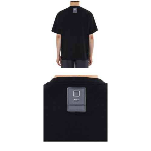 [우영미] W231TS02708B 레더 패치 로고 반팔 티셔츠 블랙 남성 티셔츠 / TR,WOOYOUNGMI