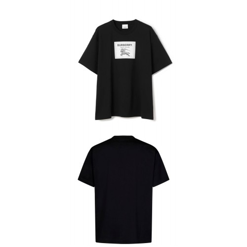 [버버리] 8065187 10 스퀘어 라벨 로고 라운드 반팔티셔츠 블랙 남성 티셔츠 / TJ,BURBERRY