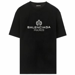 [발렌시아가] 19FW 594579 TGV60 1000 BB펄로고 라운드 반팔 티셔츠 블랙 남성 티셔츠 / TEO,BALENCIAGA