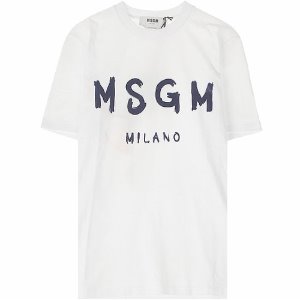 [MSGM] 20SS 2840MM97 207098 01 페인트 밀라노 로고 반팔 화이트네이비 남성 티셔츠 / TR,MSGM
