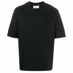 [아미] E21HJ128.726 001 하트 로고패치 반팔 티셔츠 블랙 남성 티셔츠 / TTA,AMI