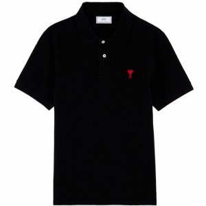 [아미] BFHJ207.760 001 하트 로고패치 폴로 티셔츠 블랙 남성 티셔츠 / TTA,AMI