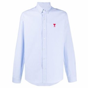 [아미] BFHC013.45 454 하트자수 옥스포드 셔츠 블루 남성 셔츠 / TJ,TTA,AMI