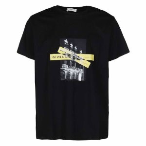 [지방시] BM711S3002 001 스퀘어 테이핑 로고 라운드 반팔티셔츠 블랙 남성 티셔츠 / TR,GIVENCHY