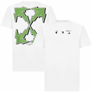 [오프화이트] OMAA027S21JER0120155 볼트 에로우 프린팅 슬림 반팔티셔츠 화이트 그린 남성 티셔츠 / TR,OFF WHITE
