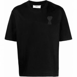 [아미] H21HJ117.79 001 앰보 로고 하트 패치 라운드 반팔티셔츠 블랙 남성 티셔츠 / TJ,AMI