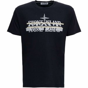 [스톤아일랜드] 21FW 75152NS82 V0029 믹스 미디어원 반팔티셔츠 블랙 남성 티셔츠 / TJ,STONE ISLAND