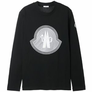 [몽클레어] 8D00005 8390T 999 로고 패치 라운드 긴팔티셔츠 블랙 남성 티셔츠 / TJ,MONCLER