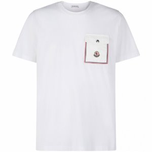 [몽클레어] 8C00048 8390Y 001 로고패치 포켓 라운드 반팔티셔츠 화이트 남성 티셔츠 / TLS,MONCLER