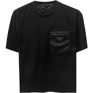 [프라다] UJN661 11CK F0002 삼각 로고 포켓 리나일론 라운드 반팔티셔츠 블랙 남성 티셔츠 / TEO,PRADA